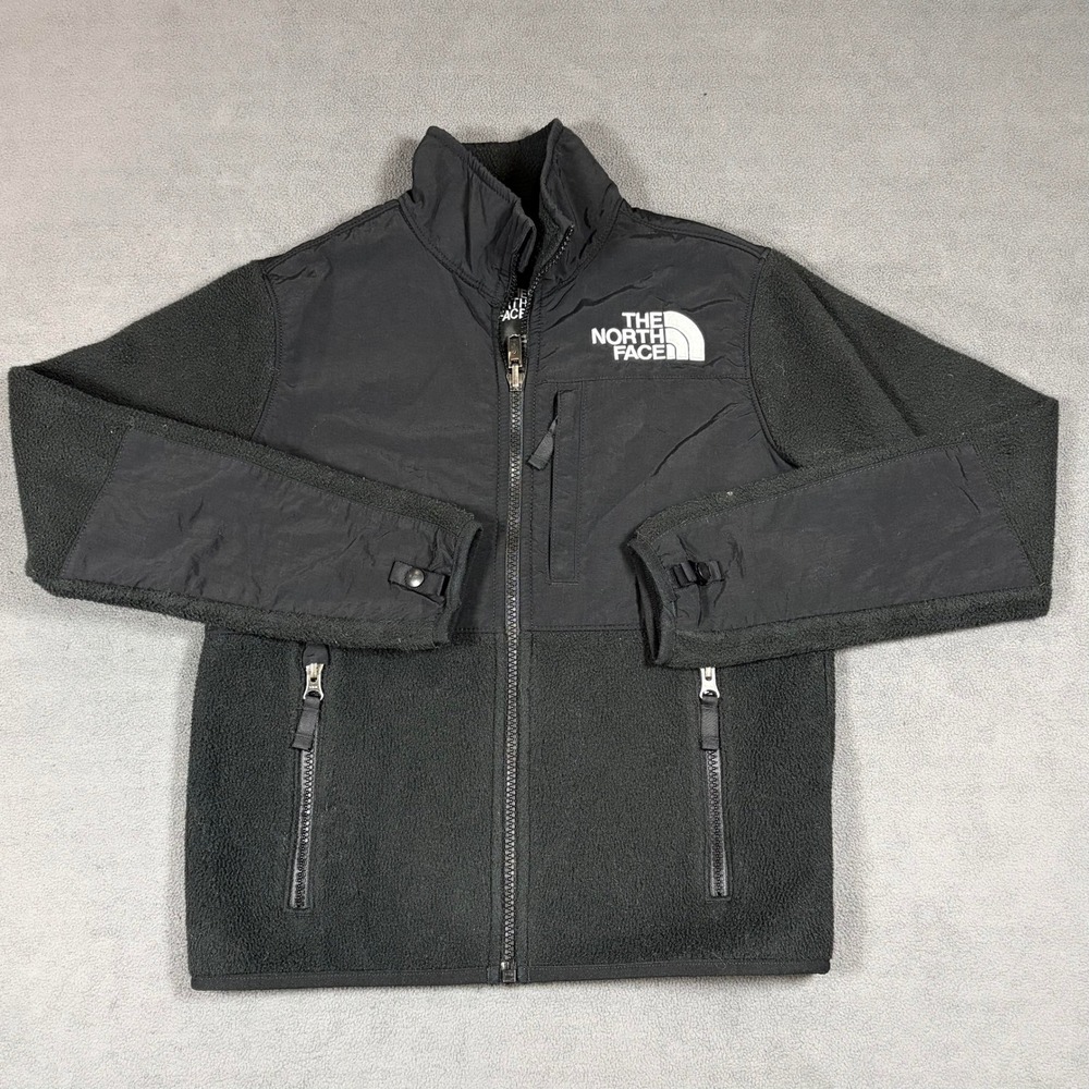 The North Face Denali Jacket Teen Unisex Size M (10) Black Polartec Fleece Zip